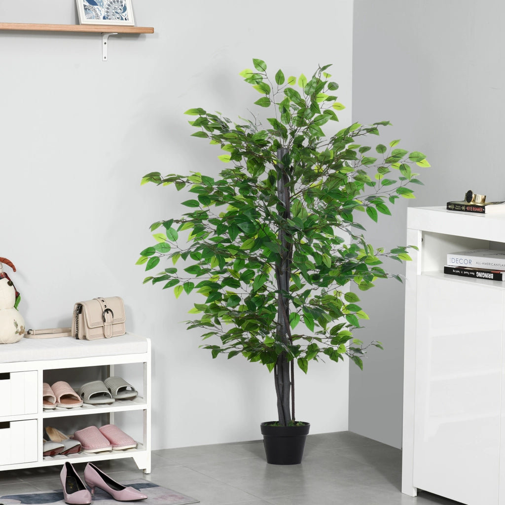 Ficus Artificiale Grande 145 cm ¨C zephmum ¨C Verde in Vaso Plastica