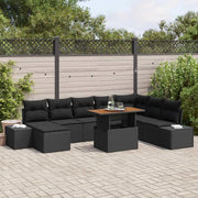 Set Divano da Giardino con archiviazione 9 pcs Nero Poly Rattan