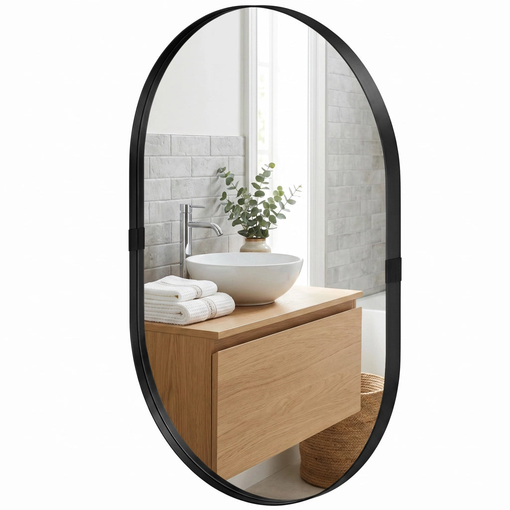 Specchio da parete ¨C zephmum ¨C nero, cornice alluminio, 60x90 cm