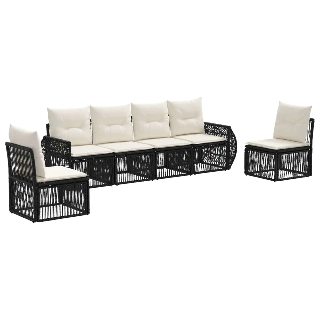 Set Divano da Giardino 6 pz Nero e Bianco Crema polyrattan 3435379