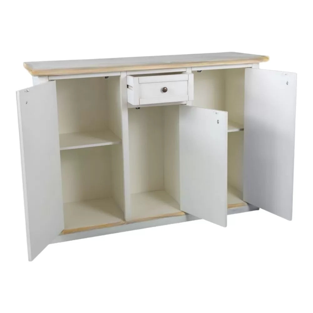Credenza 3 porte 1 cassetto bianco anticato decori filo rosa 120x39x85 - Mobili 2G