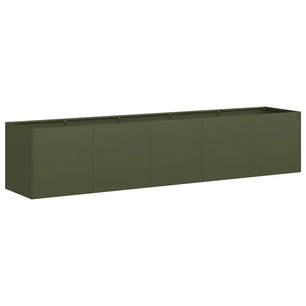 Fioriera | Cassetta per fiori | Vaso Verde Oliva 200x40x40 cm in Acciaio Laminato a Freddo