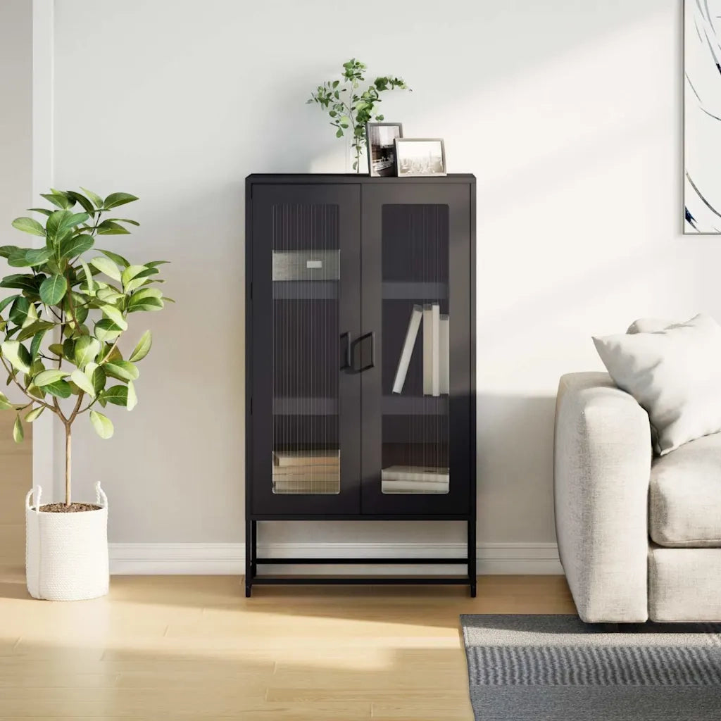 Credenza Nera 68x39x123 cm in Acciaio 853356