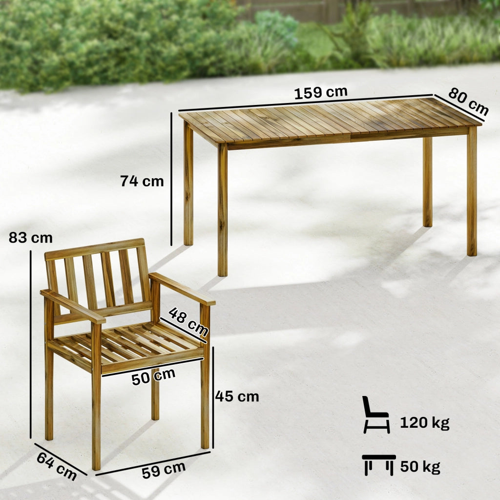 Set da pranzo 5 pezzi ¨C Minimal ¨C tavolo e sedie in teak per 4 persone