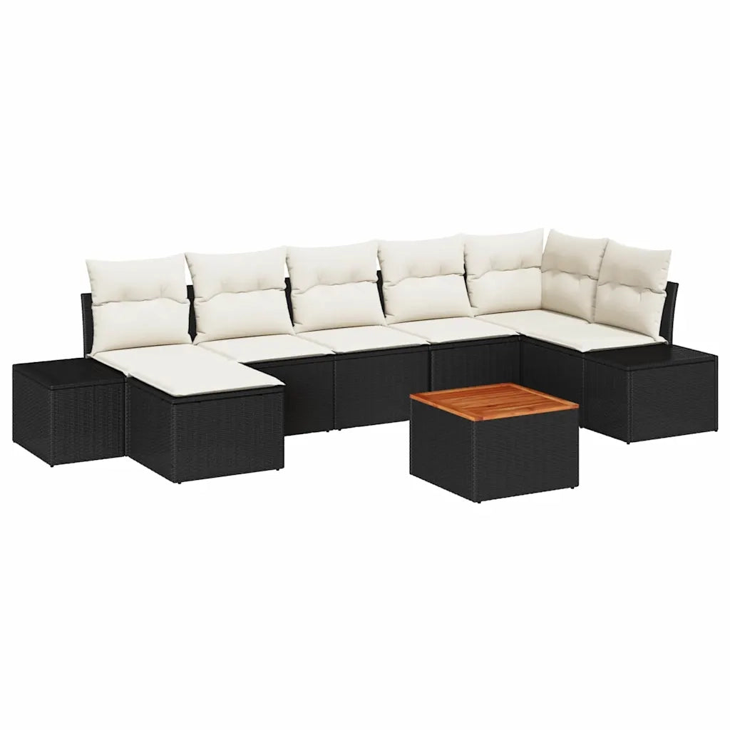 Set Divano da Giardino 8 pcs Nero e bianco