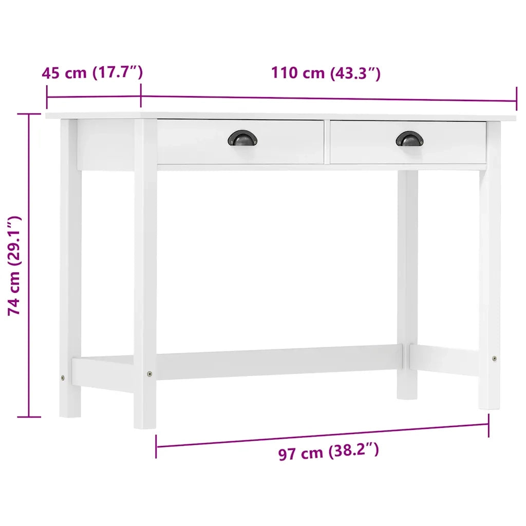 Consolle Hill con 2 Cassetti 110x45x74 cm in Massello di Pino 288992