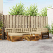 Set di divani da esterno con cuscino 7 pcs Naturale e Beige 3373793