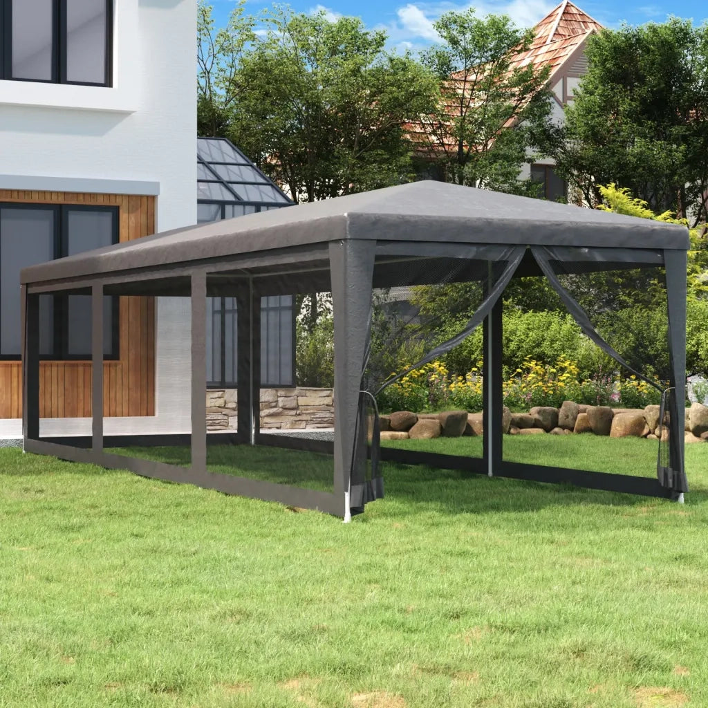 Tenda per Feste con 8 Pareti in Rete-Tenda Gazebo Antracite 3x9 m in HDPE