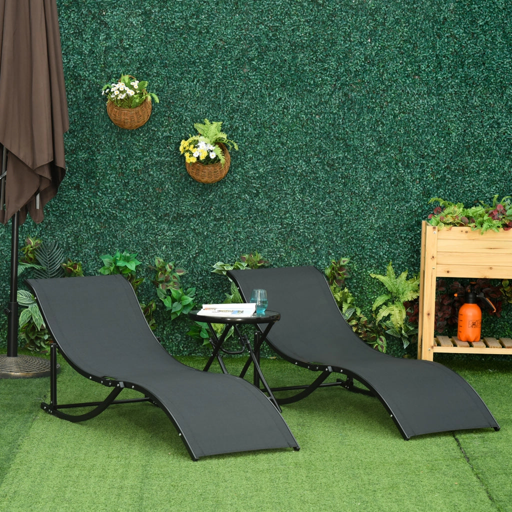 Sdraio Pieghevole da Giardino ¨C Xylo ¨C Alluminio e Textilene 61x165x63cm Set 2 Pezzi