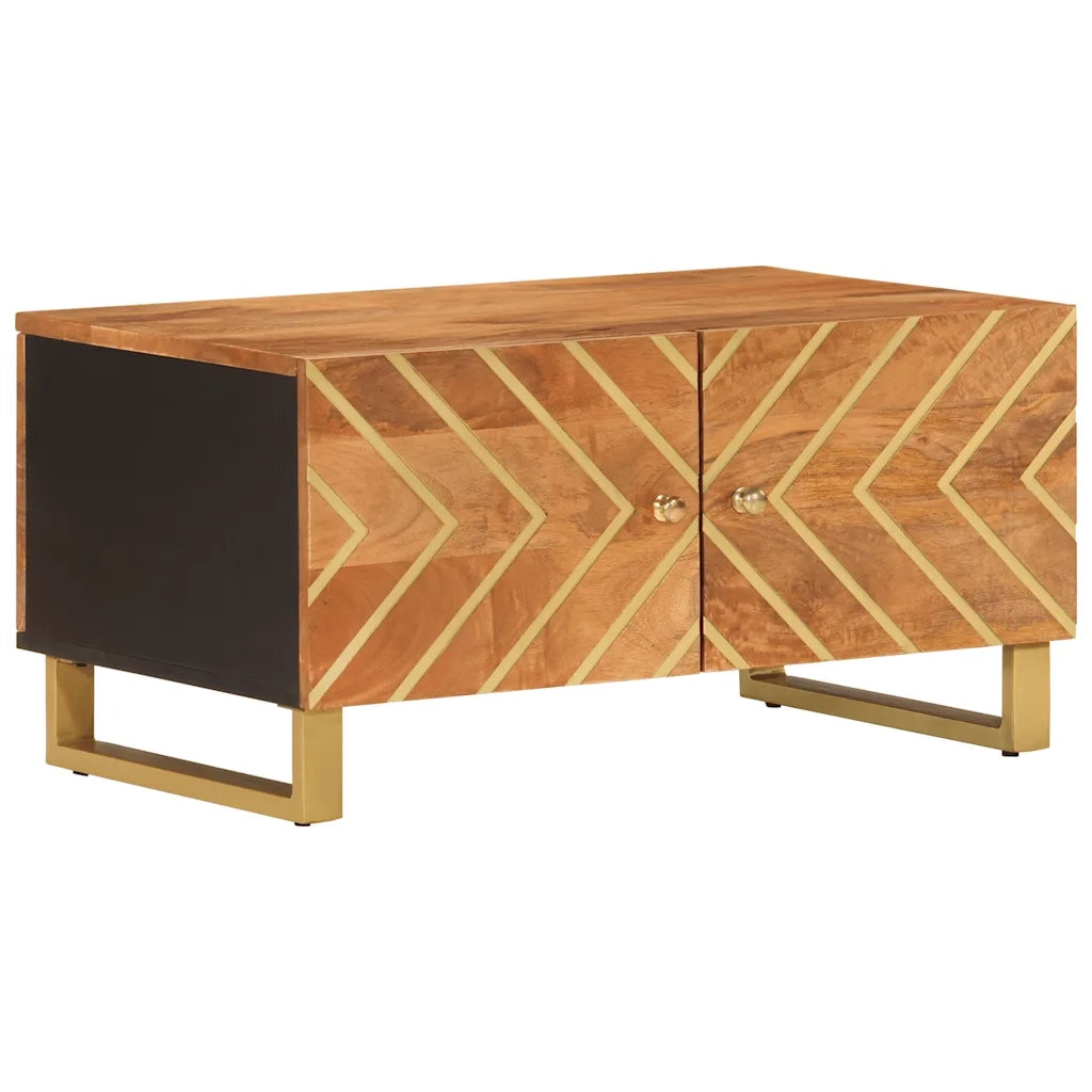 Tavolino da Salotto-Tavolino da soggiorno-Tavolo Marrone e Nero 80x50x40 cm Legno di Mango 460027
