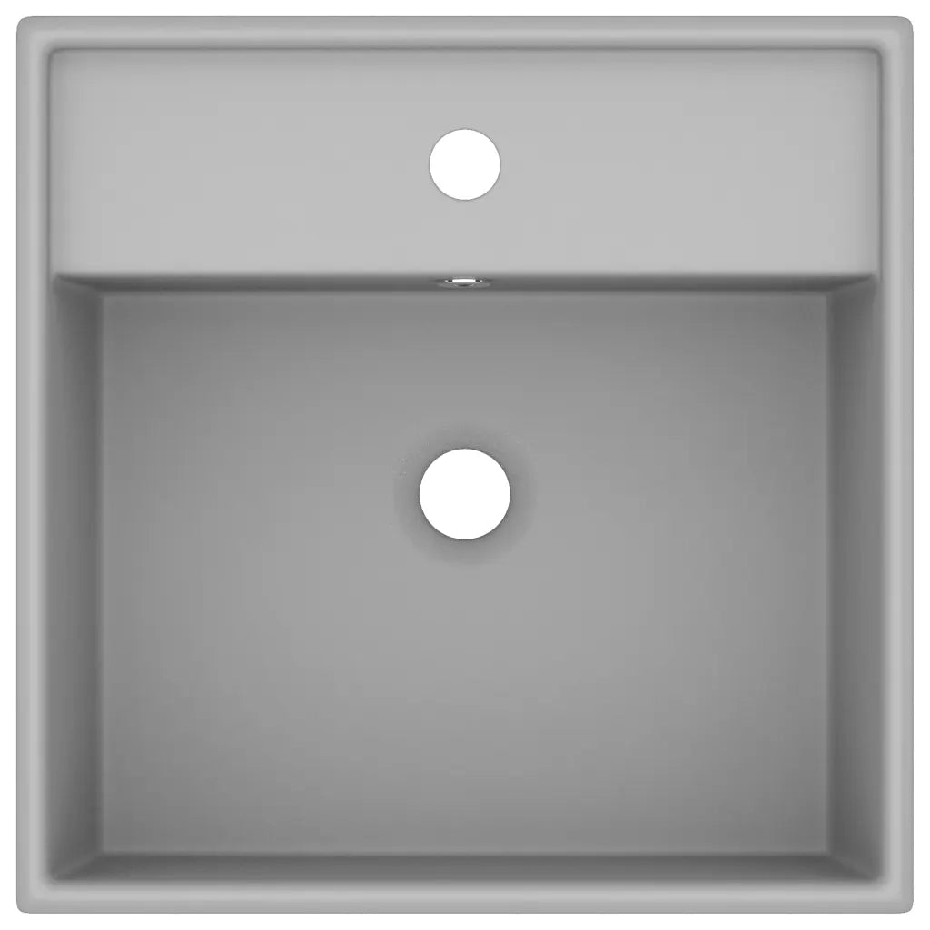 Lavabo con Troppopieno Cubico Grigio Opaco 41x41 cm in Ceramica CFW6519781
