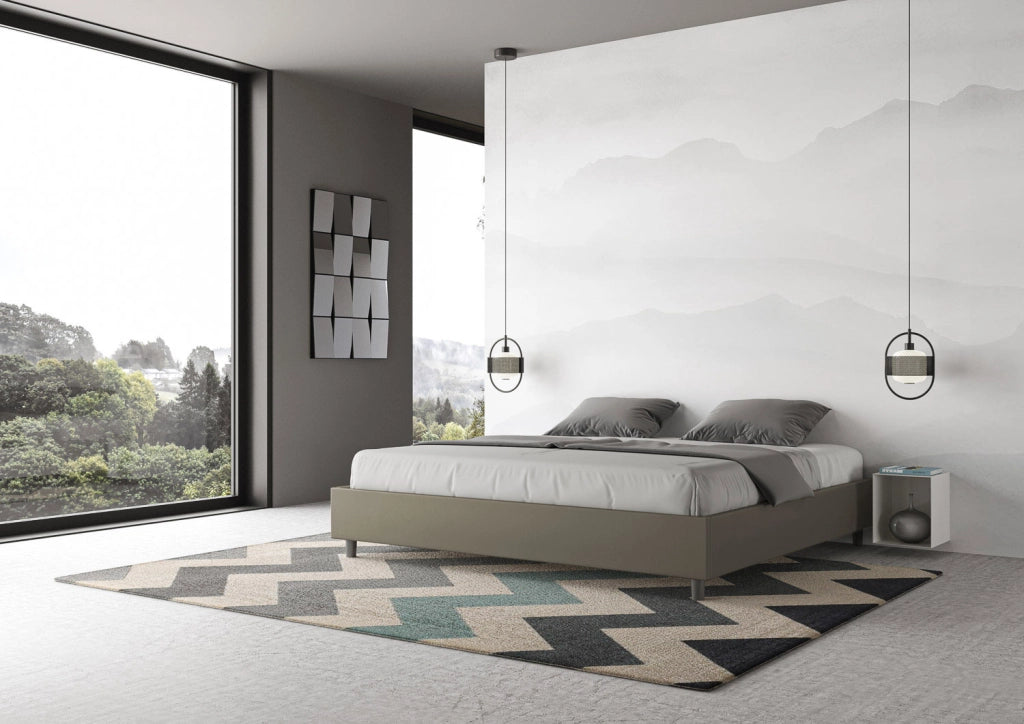 BS COM Letto contenitore imbottito 180x190 similpelle cappuccino