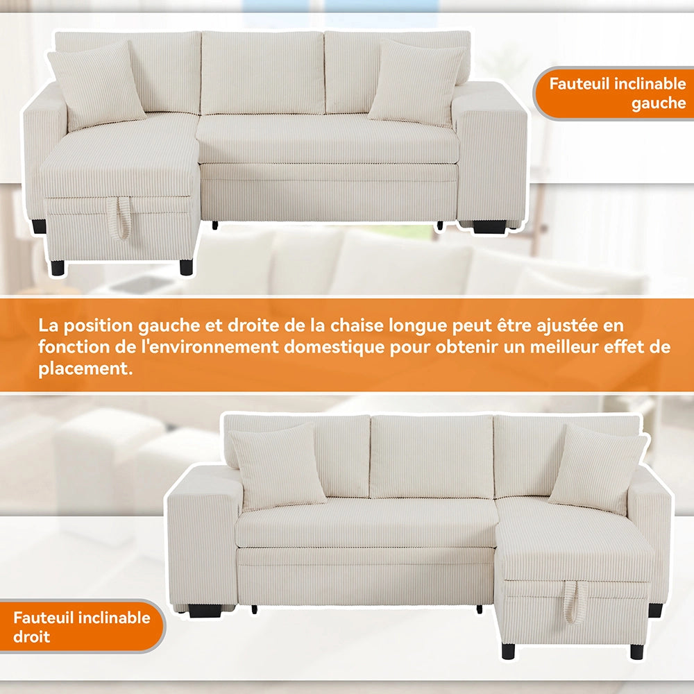 Divano letto - Xylo - L convertibile USB con ripiano laterale