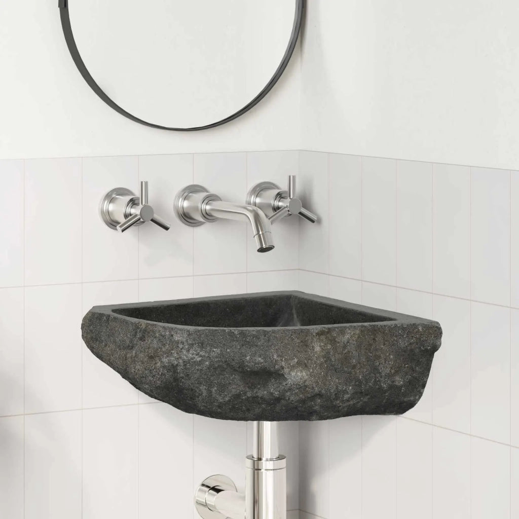 Lavabo Grigio (30-37) x (30-37) x 12 cm Pietra di Fiume 4103953