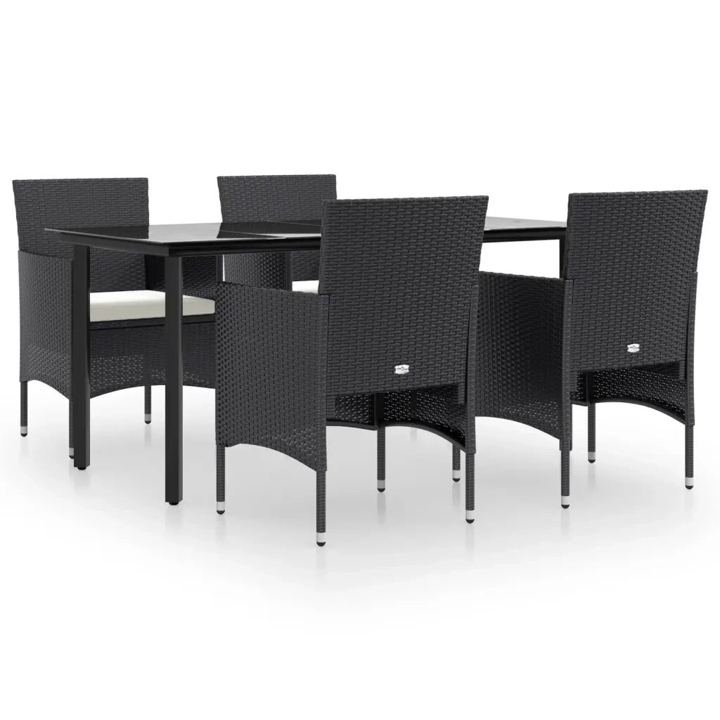 Set da Pranzo da Giardino 5 pz con Cuscini Nero 3156600