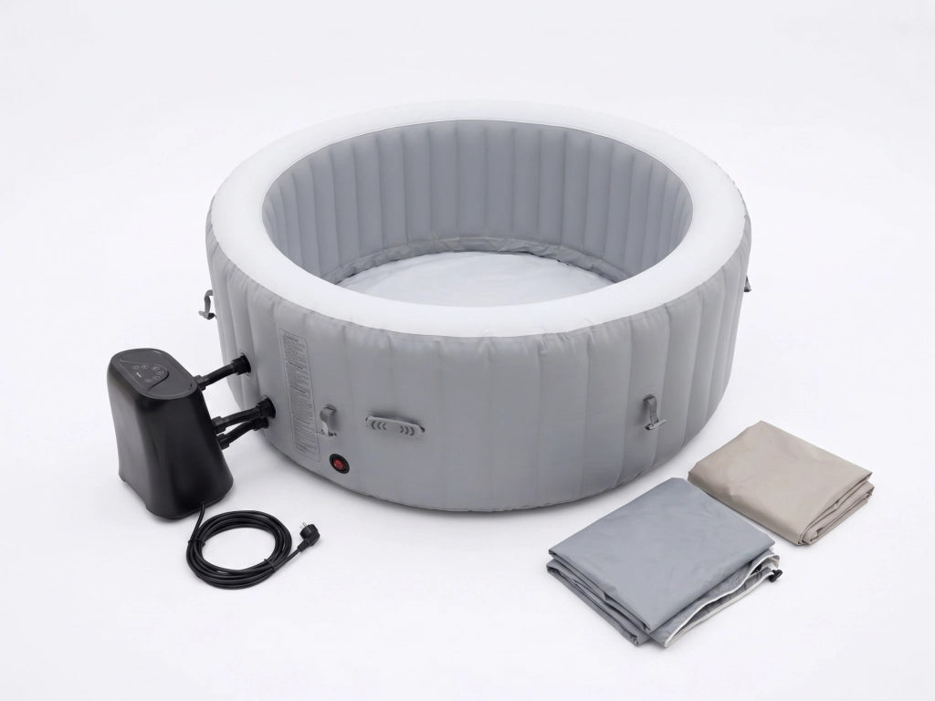 Spa gonfiabile a 4 posti - Forma rotonda - Beneo - Filtro e copertura inclusi - Grigio