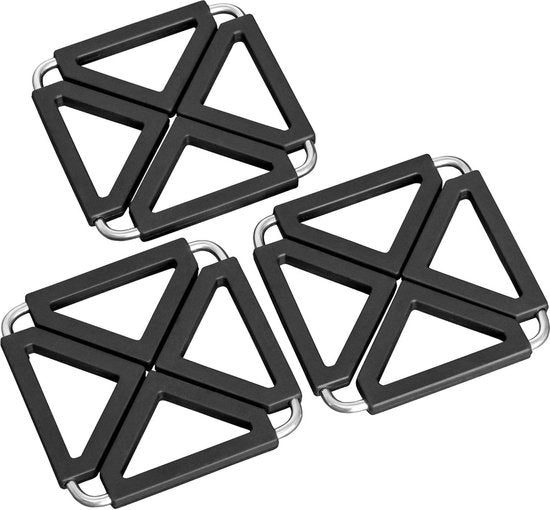 Sostegni ripiegabili - termoresistenti - 3 pezzi - nero - metallo - 12x12cm fino a 22x22cm