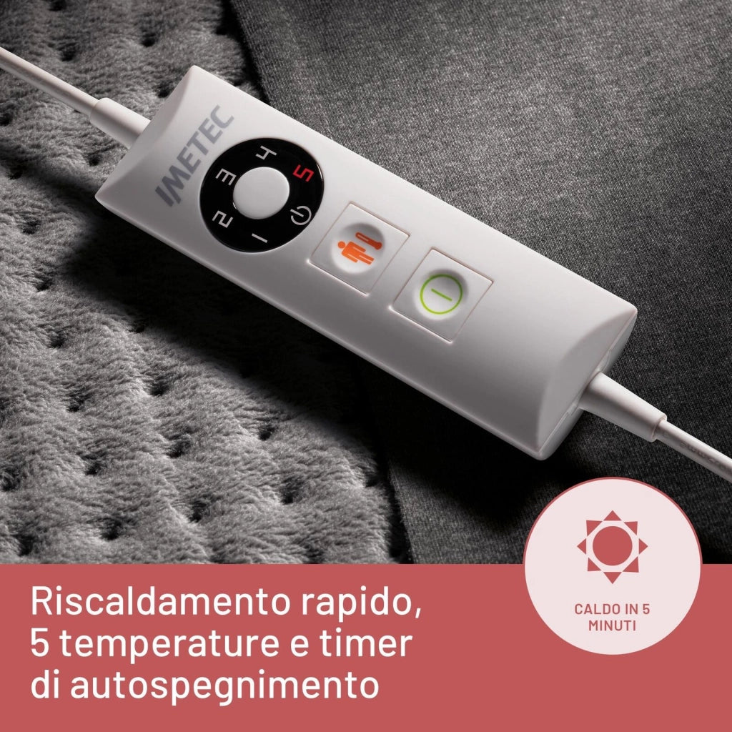 Imetec 16783 Intellisense Comfort Termoforo Multiuso 110W 40x35cm 5 Temperature Tasca per Mani Lavabile colore Grigio