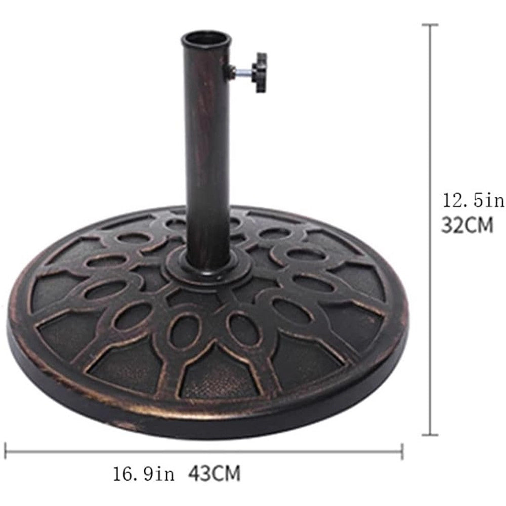 Trade Shop - Base Rotonda Per Ombrellone Da Esterno Giardino Palo Centrale ø43xh32cm Nero 016594 -