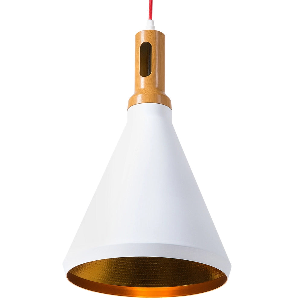 Lampada a Sospensione Colore Rame Bianco Alluminio Forma Campana Illuminazione Operativa Moderna