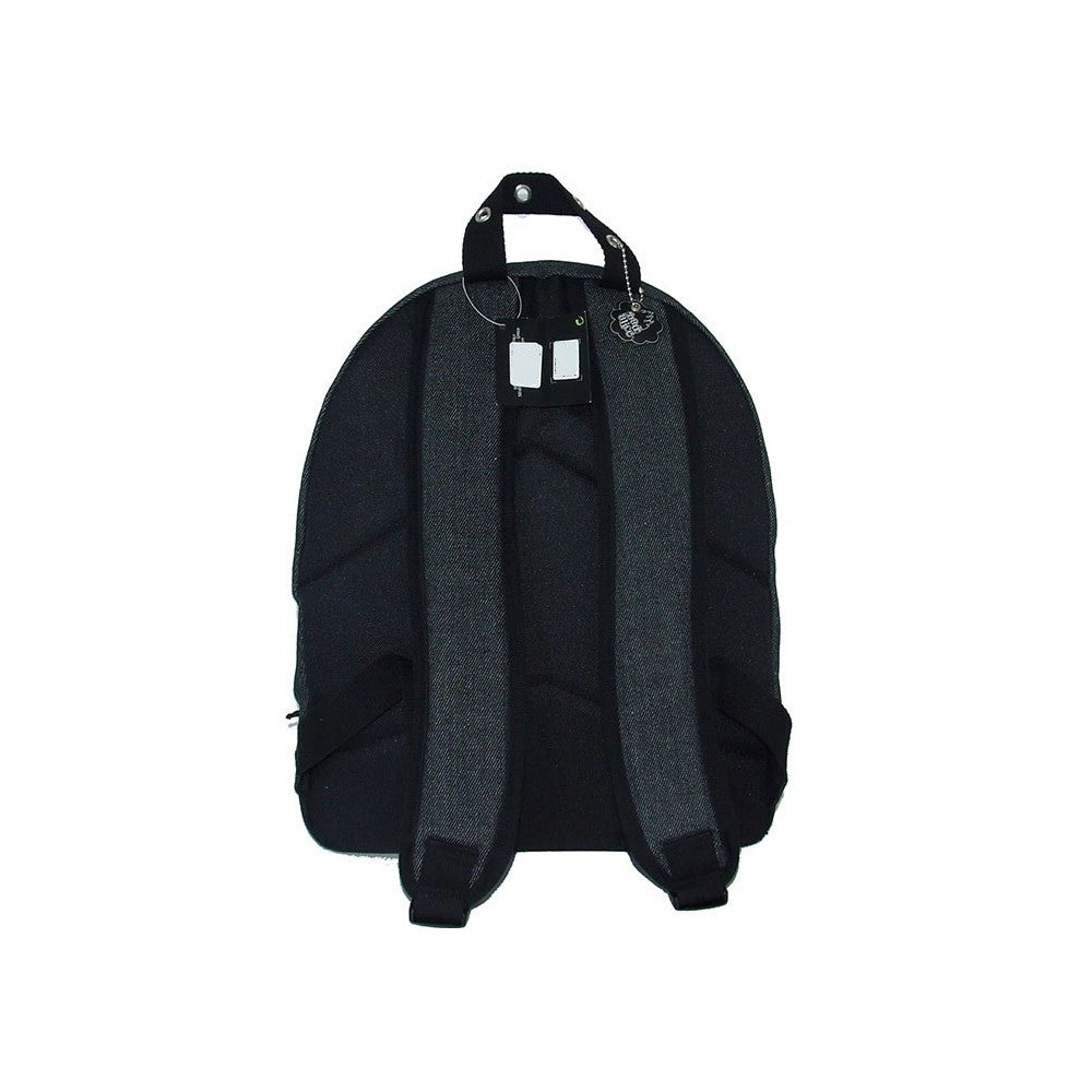 Trade Shop - Zaino Zainetto Per Bambini Asilo Scuola Bad Alice Nero In Stoffa 30cm Con Zip -