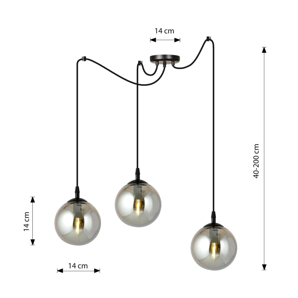 Lampadario Emibig GIGI 3 3xE14 nero grafite metallo
