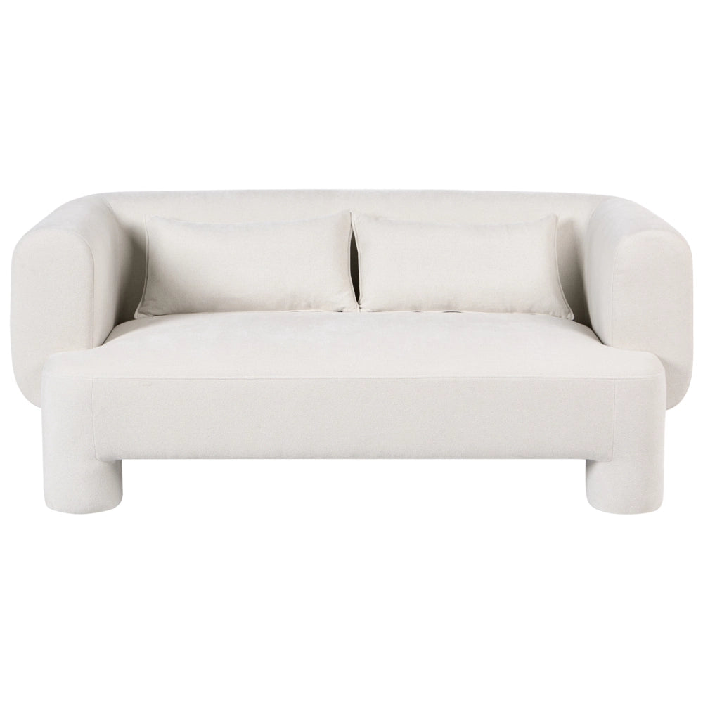 Set da salotto Divano a 3 posti in tessuto bianco morbido e sinuoso Poltrona Loveseat Pouf Stile retrò minimalista