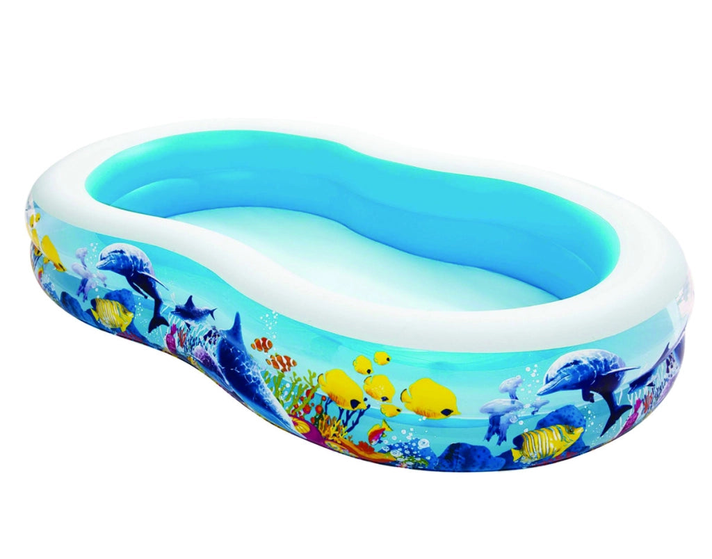 PISCINA GONFIABILE FAMILY SAGOMATA CON DISEGNI  +3 ANNI  cm.262x157x46h.  peso Kg.4,1 (art.54118)    BESTWAY
