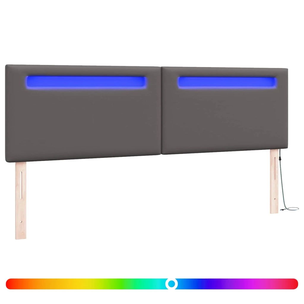 Testiera LED Grigio 180 cm Pelle Sintetica 42007311