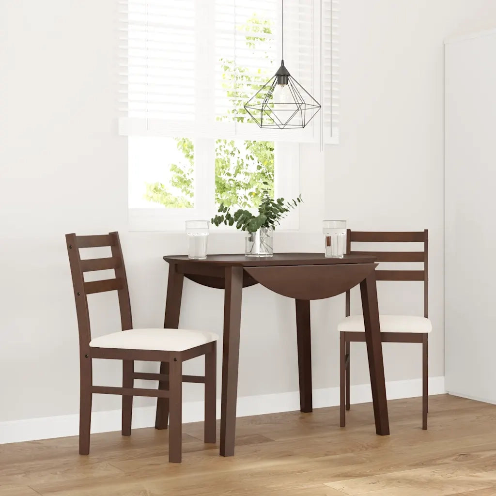 Sedie da Pranzo con Cuscini 2pz Marrone Legno Massello di Hevea 4102417