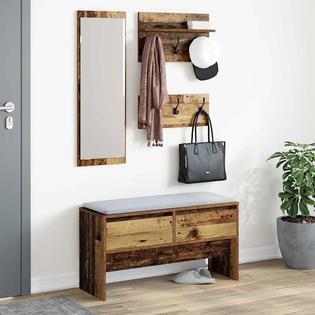 Set mobili da ingresso 4 pz Legno vecchio Legno multistrato