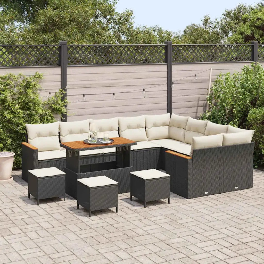 Set Divano da Giardino 13 pcs Nero Rattan in Polipropilene