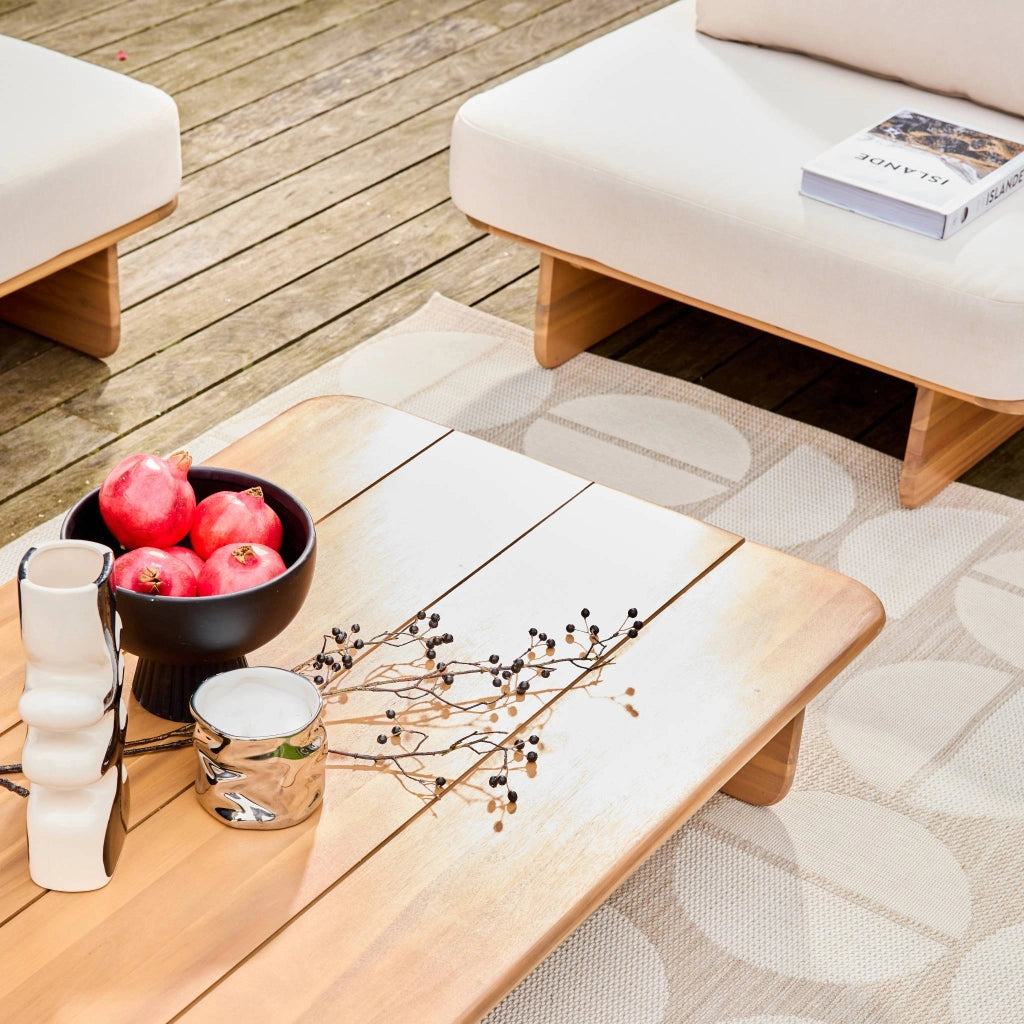 Salotto da giardino in legno di acacia, 4 posti, beige