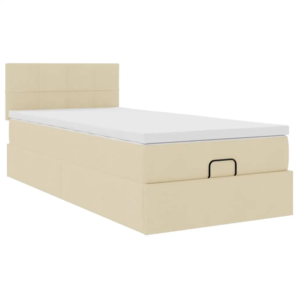 Struttura Letto Pouf con Materasso Crema 80x200 cm in Tessuto 3312268