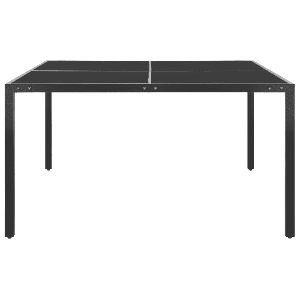 Tavolo da Giardino Antracite 130x130x72 cm in Acciaio e Vetro 313093
