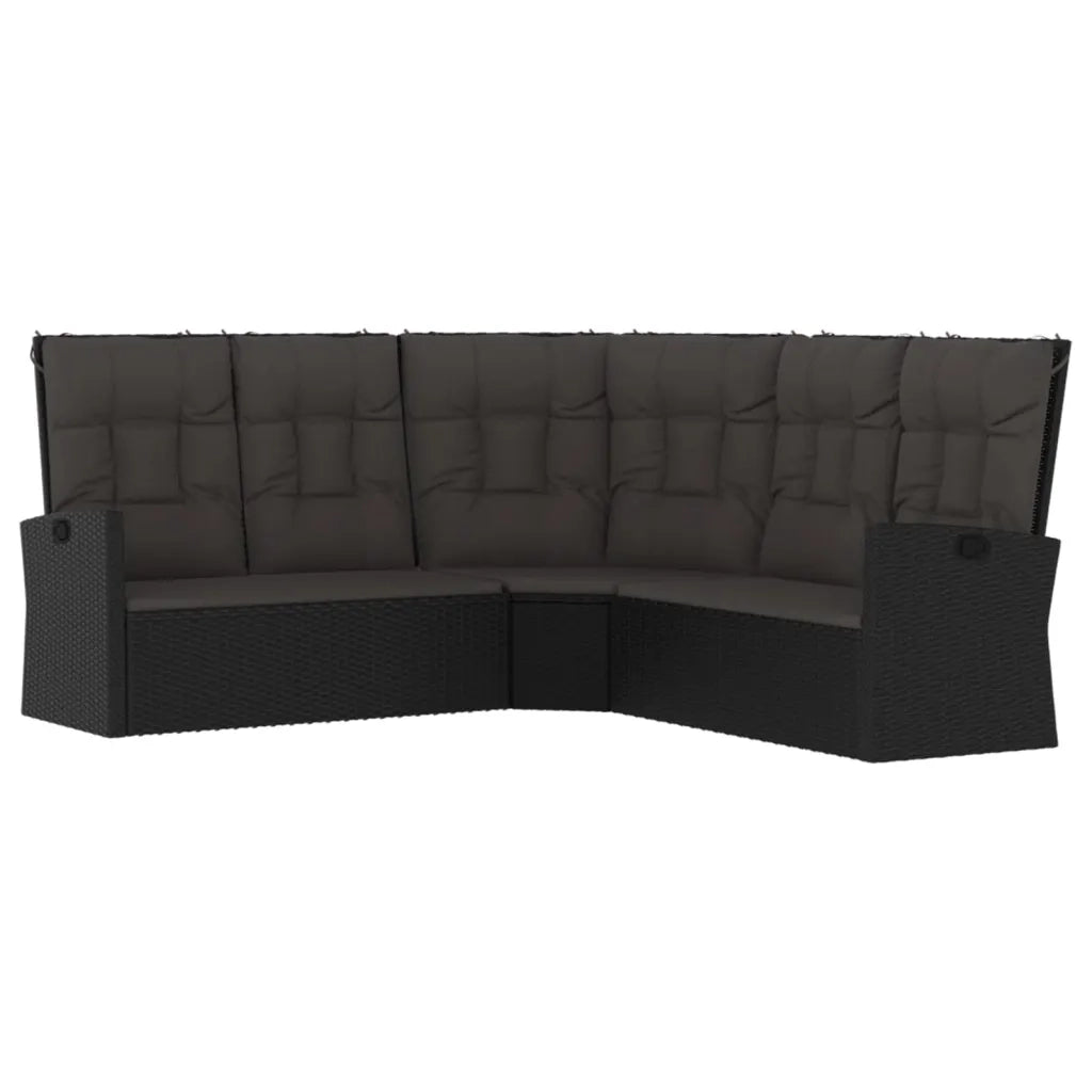 Set da Giardino 2 pz con Cuscini Nero in Polyrattan 362175