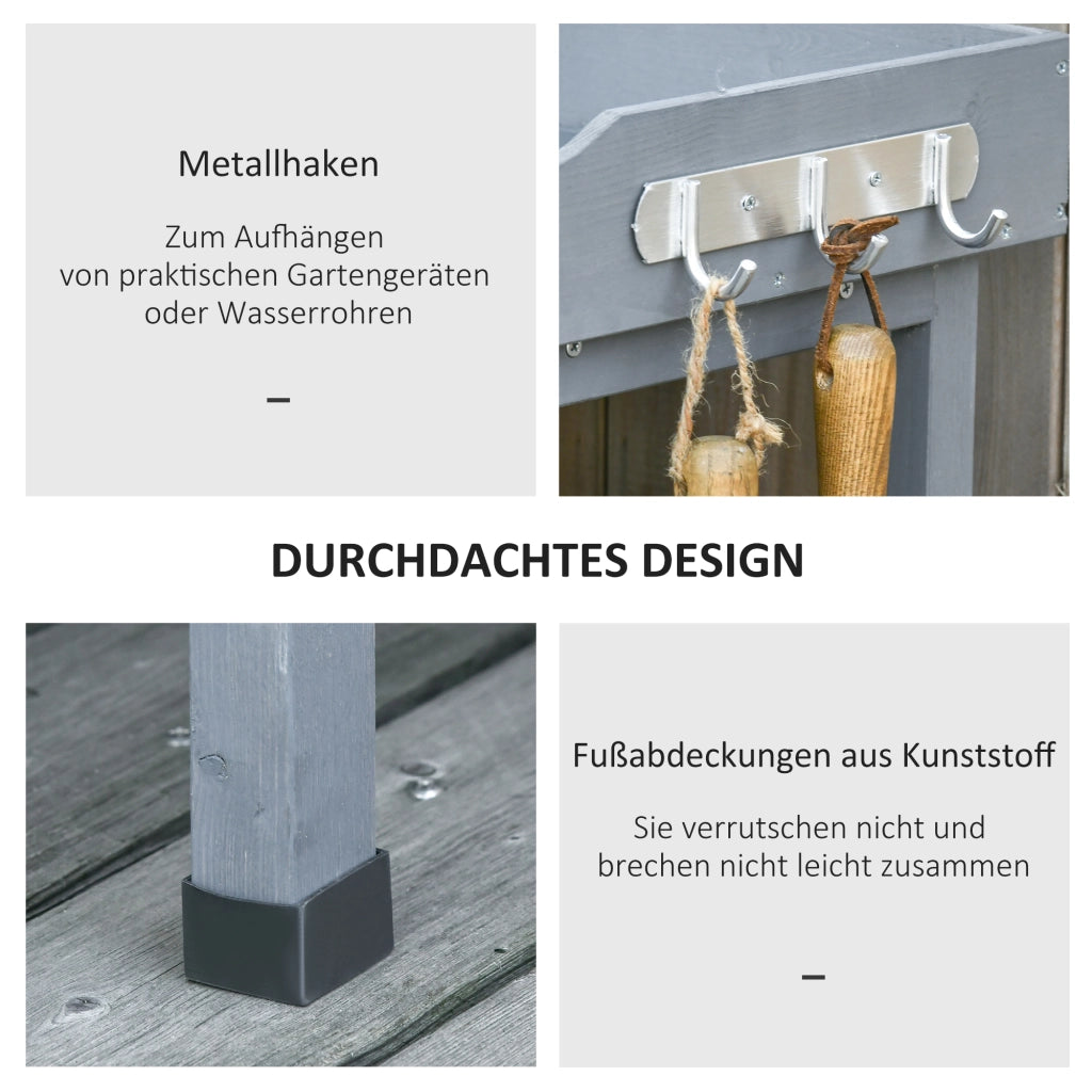 Tavolo da giardinaggio ¨C Xylo ¨C legno grigio con piano metallo 76x37x89 cm