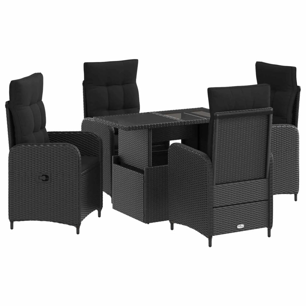 Set da pranzo per esterni 5 pz Nero polyrattan 3422401