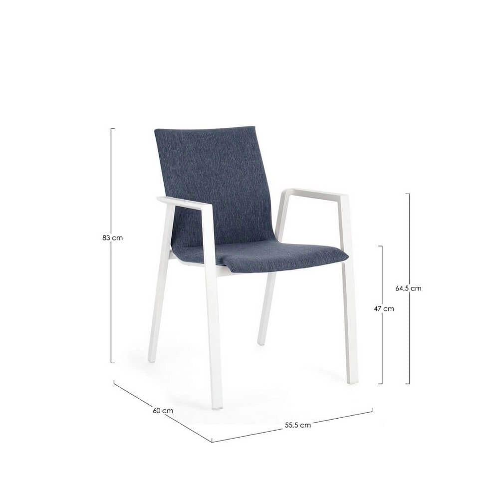 Set di 4 Sedia da Esterno con Braccioli in Alluminio e Tessuto - CLASSICAL
