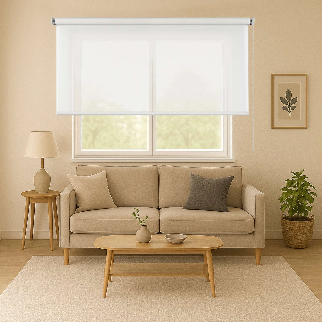 Tenda a Rullo Filtrante, Tenda Avvolgibile Traslucida Liscia Per Finestre e Porte Bianco 100x180 cm