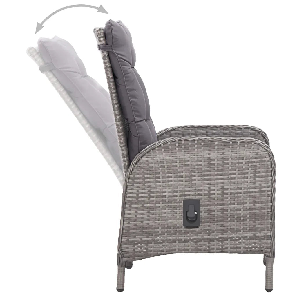 Set da Pranzo da Giardino 3 pz | Set Salotto da Giardino in Polyrattan e Vetro Grigio