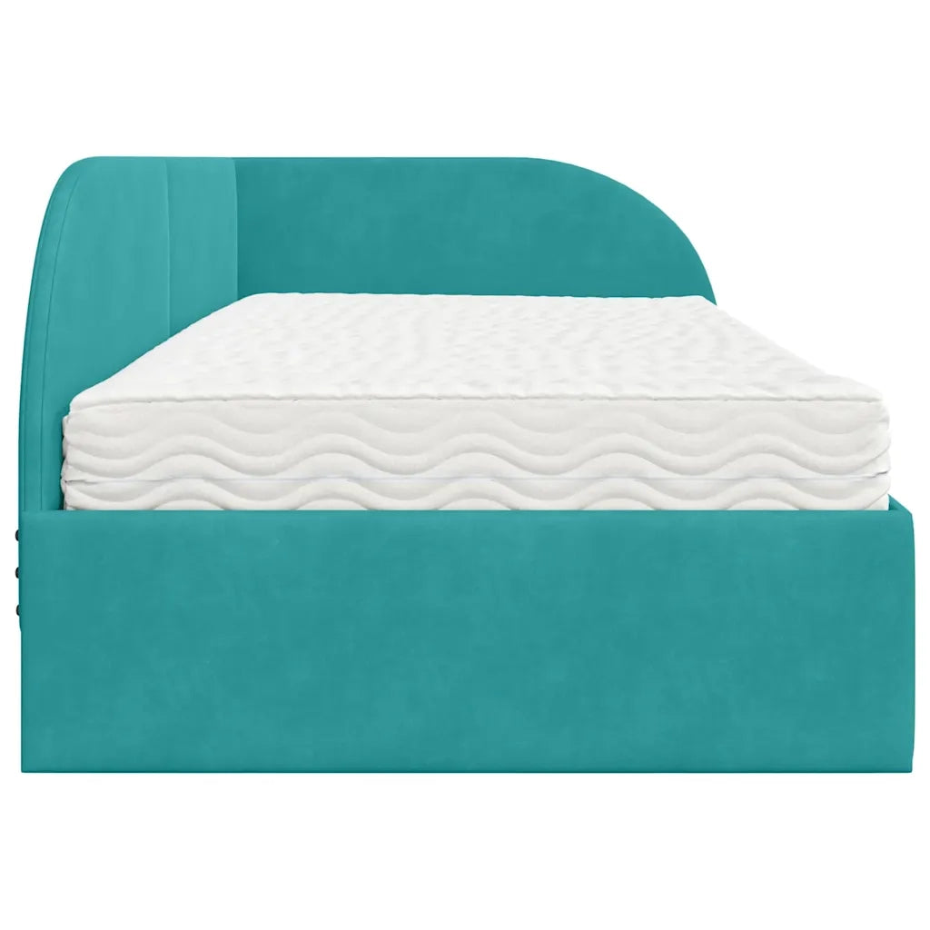 Struttura Letto Angolare con Materasso 2 pcs Turchese Velluto 3394212