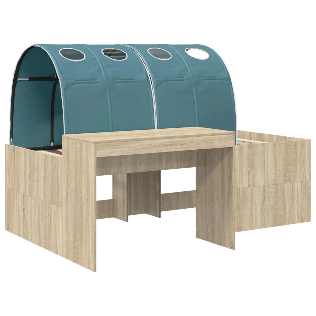 Letto con Tunnel 3 pz Rovere Artigianale e Blu Chiaro 3423660