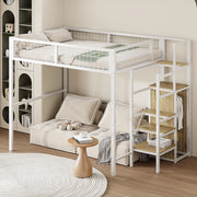 Letto mezzanino bambini 140x200cm - Xylo - bianco, armadio