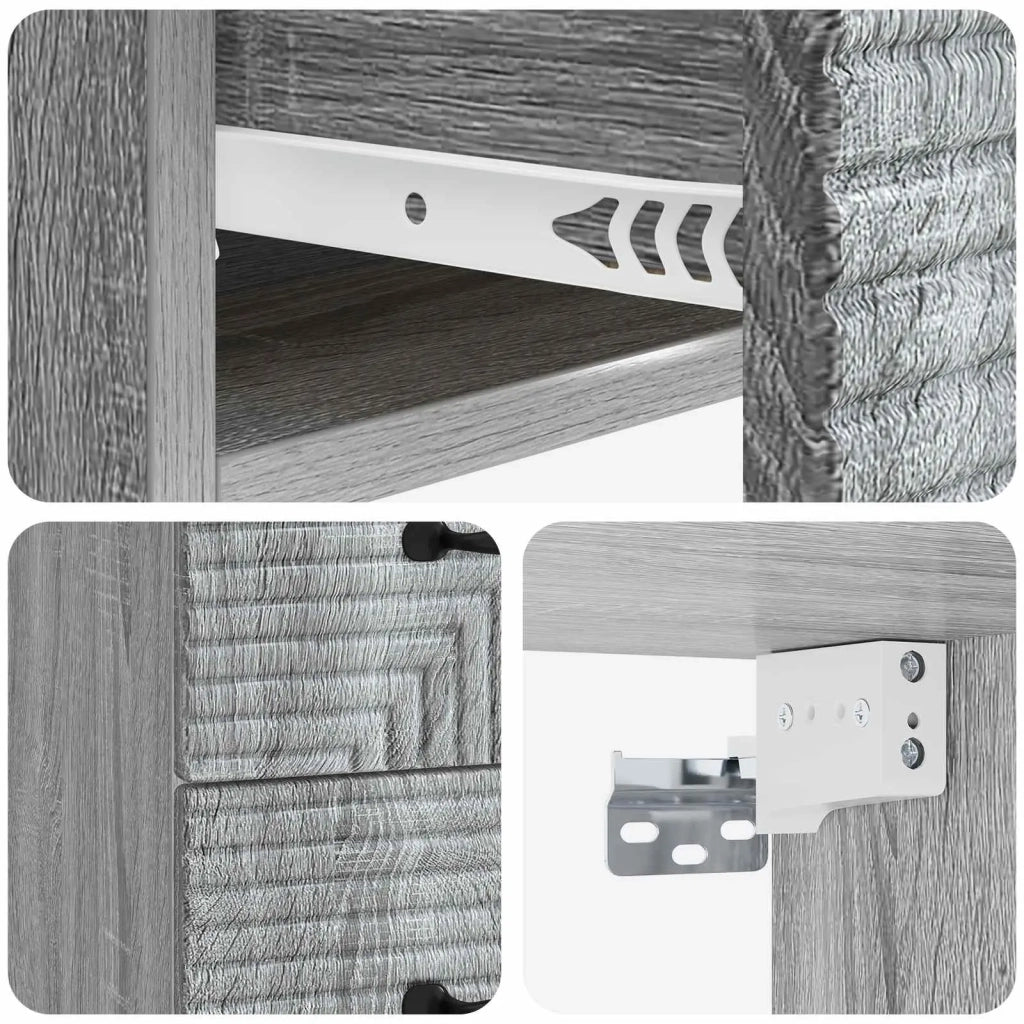 Comodino | Armadio da Notte | Mobiletto da notte a muro Grigio Sonoma 34,5 x 33 x 40 cm