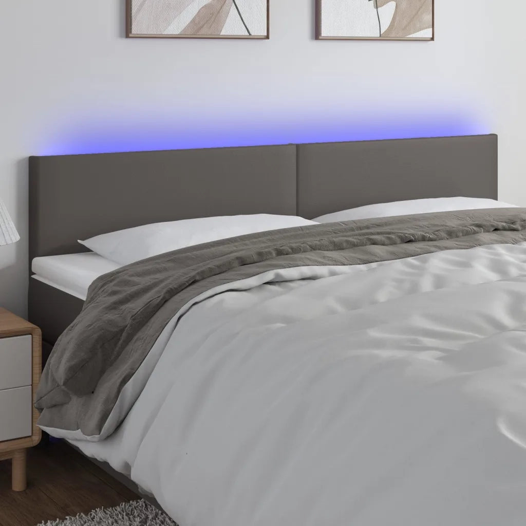 Testiera a LED-Testata con LED Grigio 180x5x78/88 cm in Similpelle 955629
