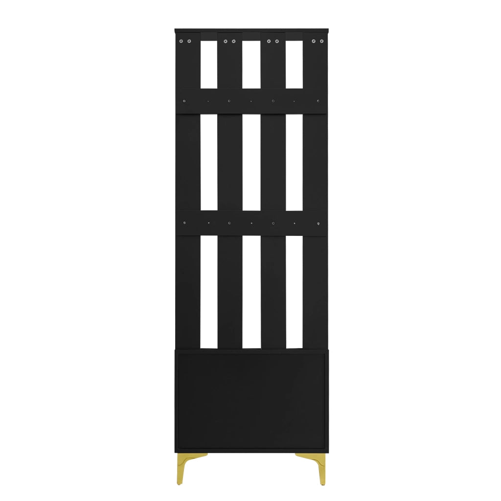 ARMADIO Ingresso con ganci e cuscini 60,5x180,5x35,2 cm Nero/Oro