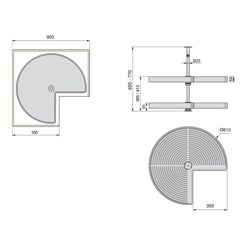 Tappeto goffrato antiscivolo per cassetti, punteggiato, lunghezza 20m x 480mm, Tecnoplastica, Grigia