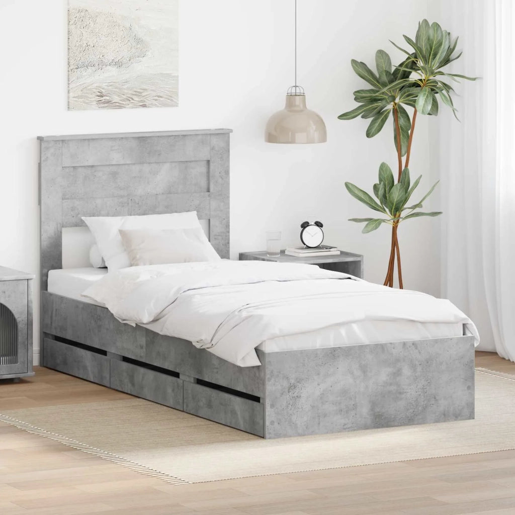 Struttura del letto con cassetto Grigio cemento 90 x 200 cm 3409880