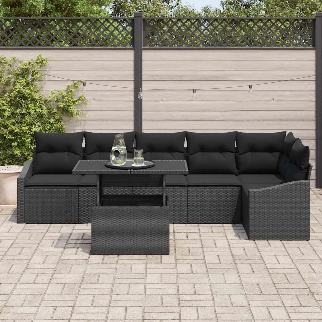 Set Divano da Giardino con cuscino con archiviazione 7 pcs Nero 3357756